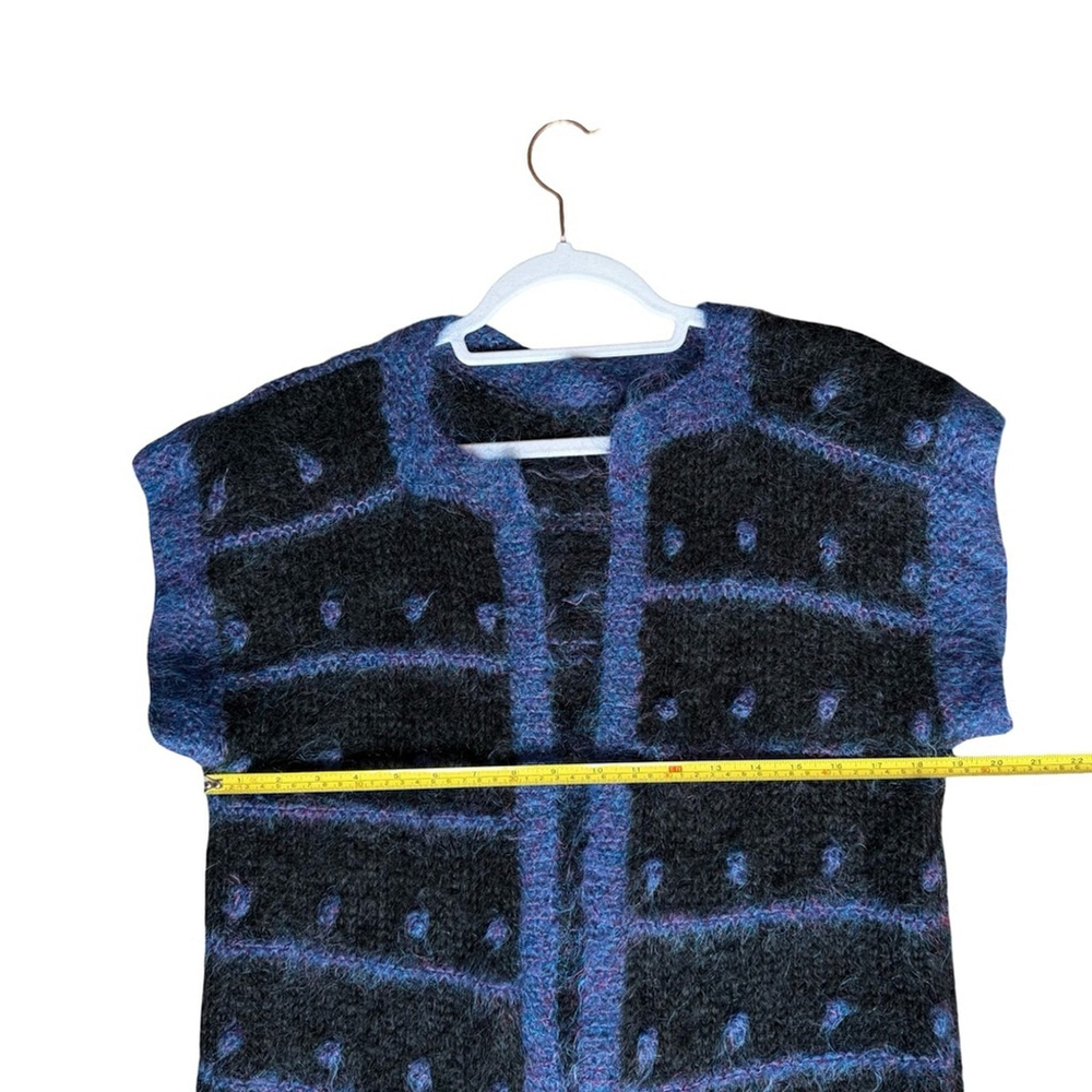 Handmade Purple and Black Open Cardigan Sweater Size S M Boho Knit Cottagecore - Picture 9 of 9